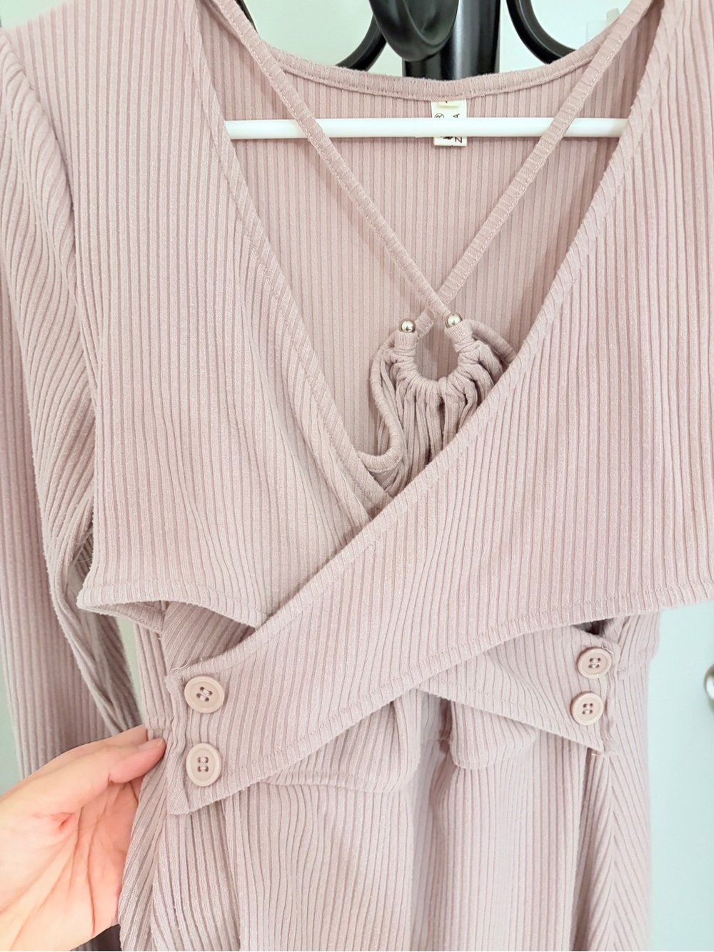 Women’s Long Sleeve Wrap Midi Dress in Dusty Rose - Picture 4 of 4